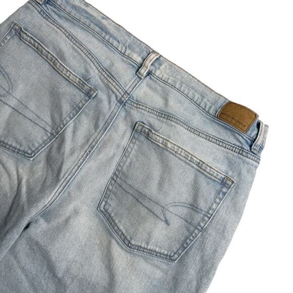 American Eagle Jeans Size 16 Highest Rise Baggy Straight Light Wash Denim - Picture 3 of 6